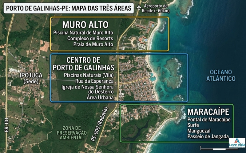 Mapa das regiões de hospedagem